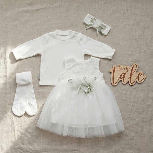 Baby Girls’ Newborn Reception Dress Set – Sterilized with Cotton Blouse Tinytale