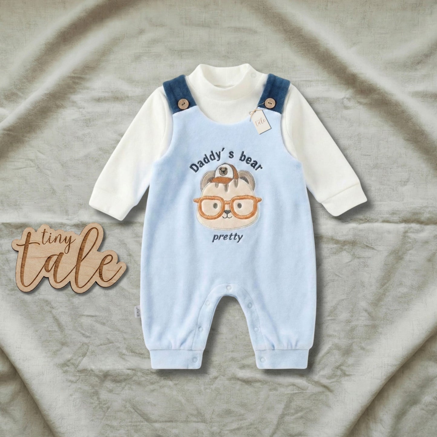طقم ملابس شتوية للأطفال الرضع من Tiny Tale Daddy's Bear Velvet Romper
