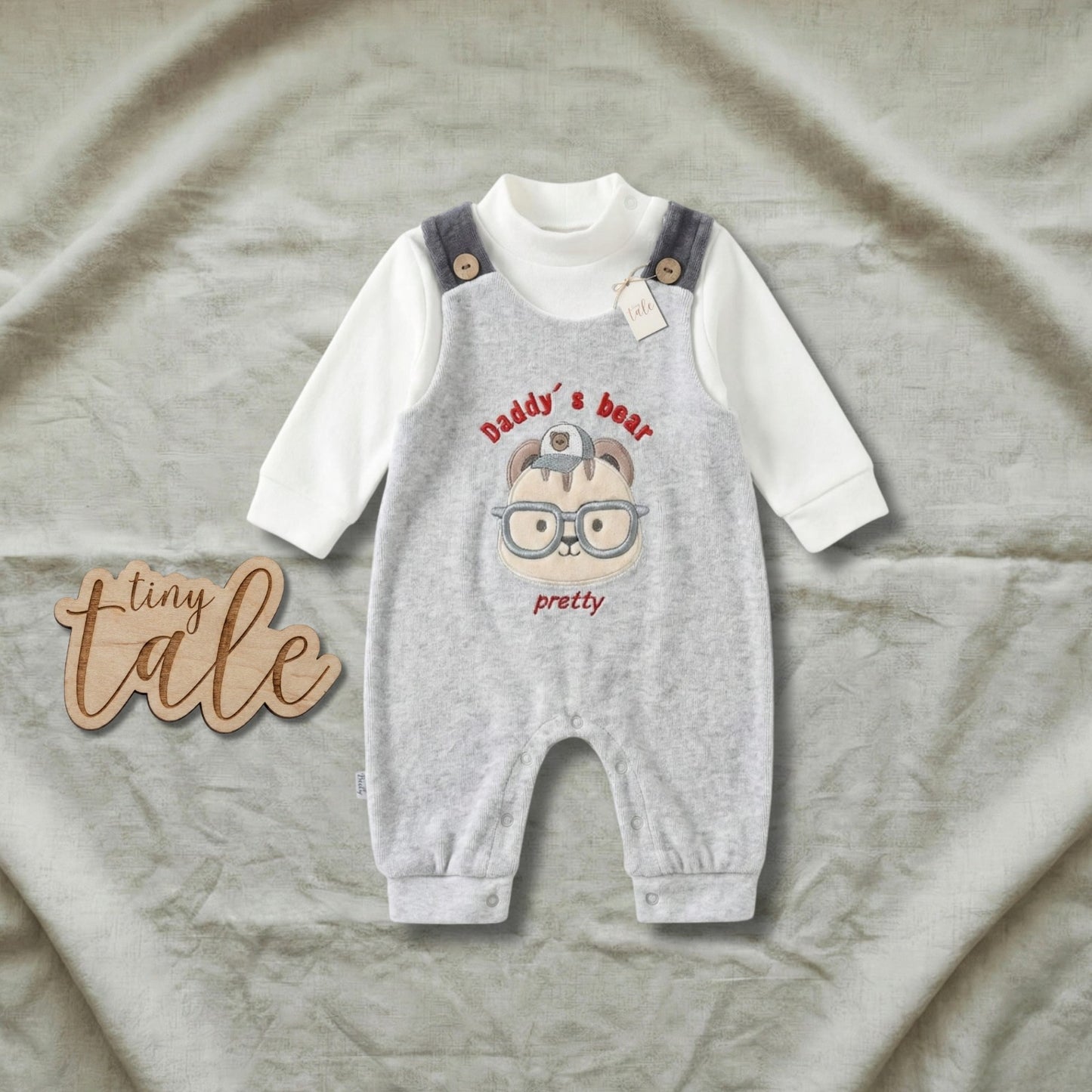 طقم ملابس شتوية للأطفال الرضع من Tiny Tale Daddy's Bear Velvet Romper