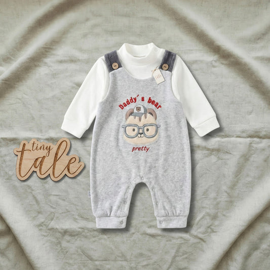 طقم ملابس شتوية للأطفال الرضع من Tiny Tale Daddy's Bear Velvet Romper