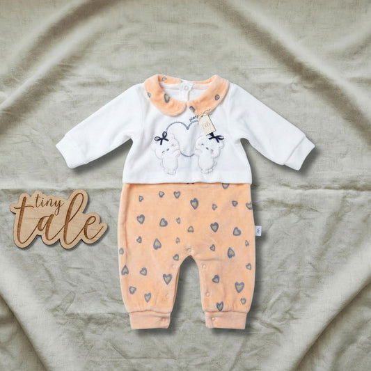 رومبير مخملي للأطفال حديثي الولادة مزين بقلوب - ألوان باستيل متعددة، من 3 إلى 9 أشهر 